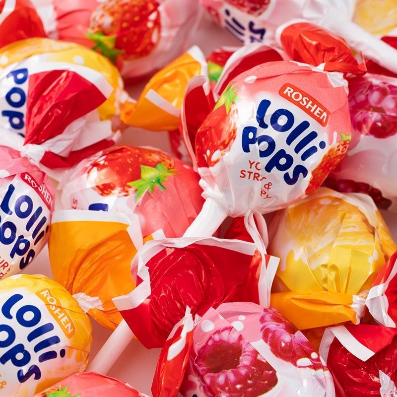 R ROSHEN ROSHEN 丨 LOLLIPOPS รสโยเกิร์ตอมยิ้ม 40g ถุงขนมนําเข้ากรดแลคติกสองสี A Candy 25.11.22