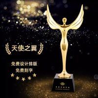 Oscar Little Golden Man Trophy ที่กําหนดเองเทพธิดาสร้างสรรค์โลหะคริสตัล Tattoo Angel รางวัลการแข่งขั