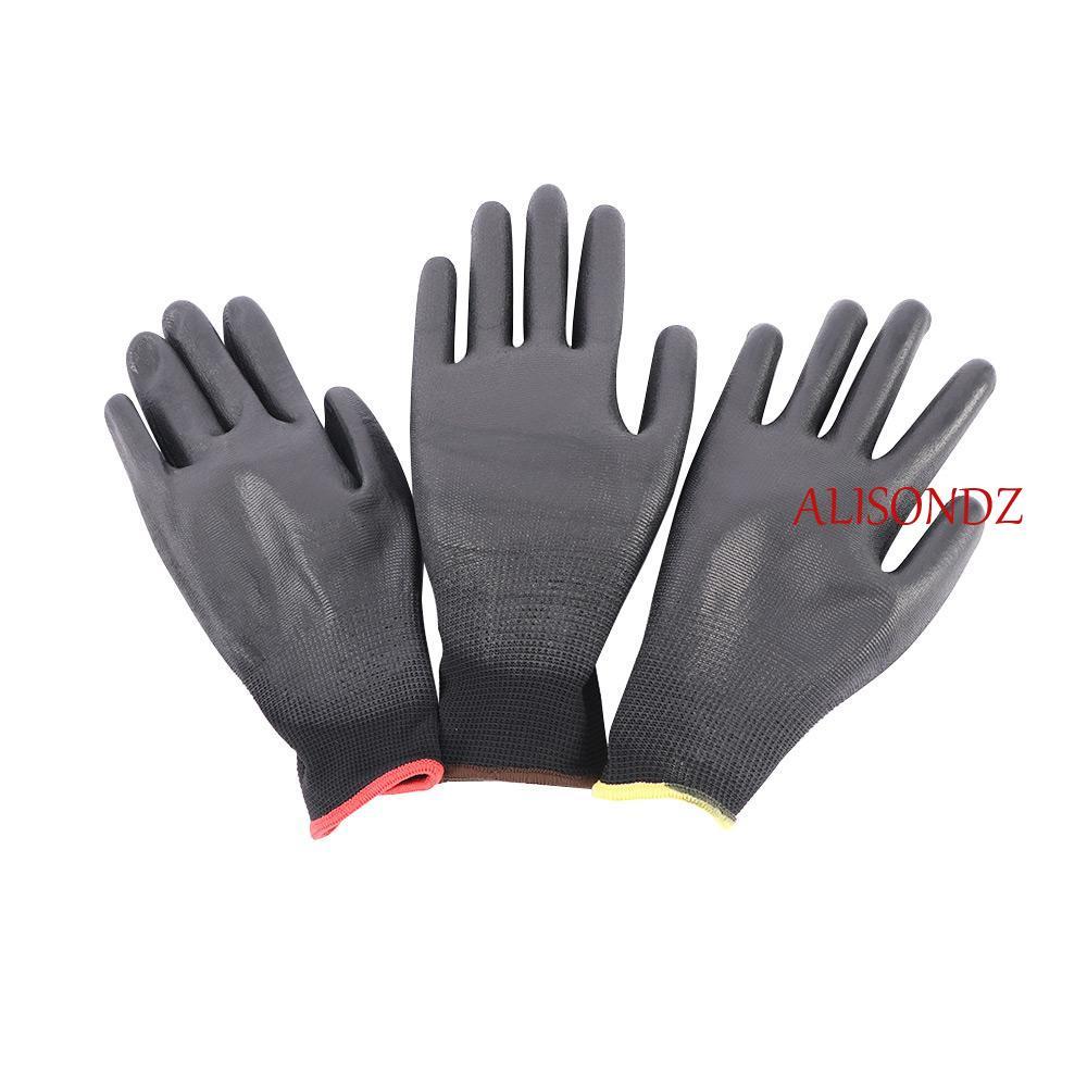 ALISONDZ Garden Supplies Worksplace Builders Nylon 6 คู่เคลือบ PU ถุงมือทํางาน