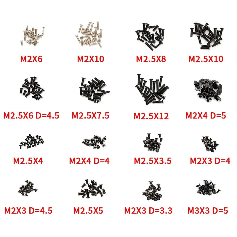 320Pcs M2 M2.5 M3 Laptop Screws Computer Notebook Screws Assemble Fastening Flat Head Repair Tool fo