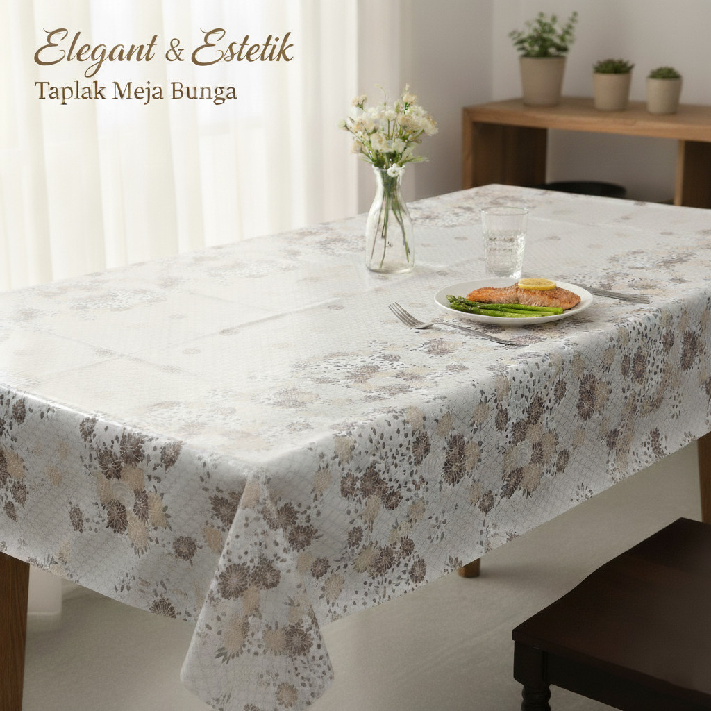 (KIM82) ผ้าปูโต๊ะไวนิล PVC พรีเมี่ยมสําหรับแขกและรับประทานอาหาร 137x200 ซม. TM02