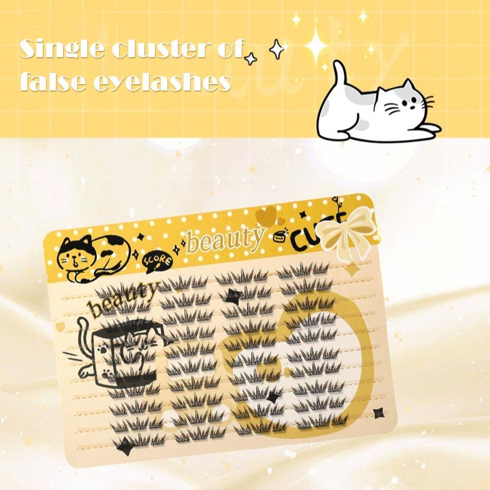 Natural Fairy Lash Clusters Wispy D Curl อะนิเมะส่วนบุคคล Wet-look Eyelash Band ที่มองไม่เห็น S6t0