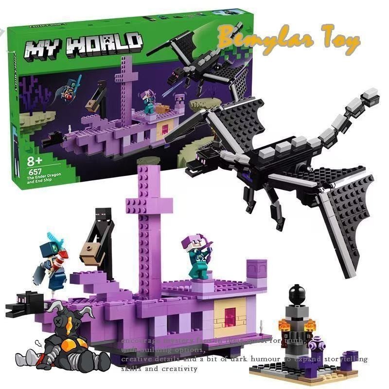 Bemular Hobby BM1X เข้ากันได้กับ Minecraft 21264 The Ender Dragon และ End Ship Building blocks EQ1