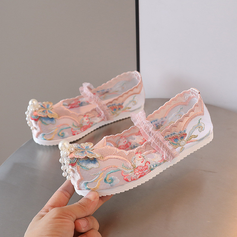 Fox Dance Die ใหม่สาว Hanfu รองเท้าเด็ก Hea Fox Fox ใหม่หญิง Hanfu รองเท้าเด็ก Cross Stitch รองเท้าส