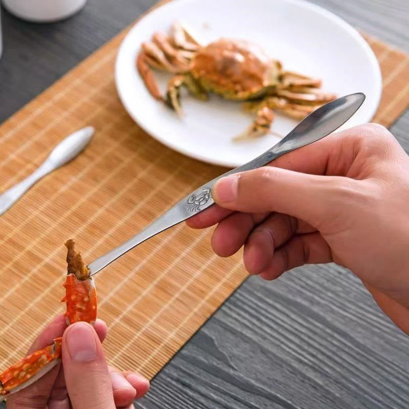 เครื่องมือสแตนเลสปูเลือก เข็มเนื้อปู บ้านกินปู ปูขน อาหารทะเล แหนบปูพิเศษ ช้อนปูเนื้อ