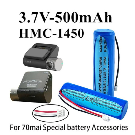 3.7V 500mAh Li-ion แบตเตอรี่สําหรับ 70mai Smart Dash Cam Pro ,Midrive D02 HMC1450 เปลี่ยน Batterie
