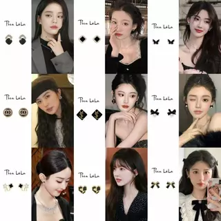 ต่างหูสตั๊ดเพชรทรงเรขาคณิต สไตล์มินิมอลหรูหรา ออกแบบอย่างประณีต