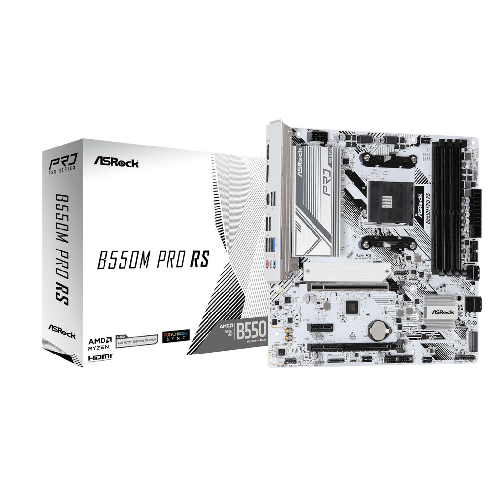 ASRock Motherboard B550M Pro RS, compatible with AMD Ryzen 5000 series CPUs (Socket AM4), B550 chips