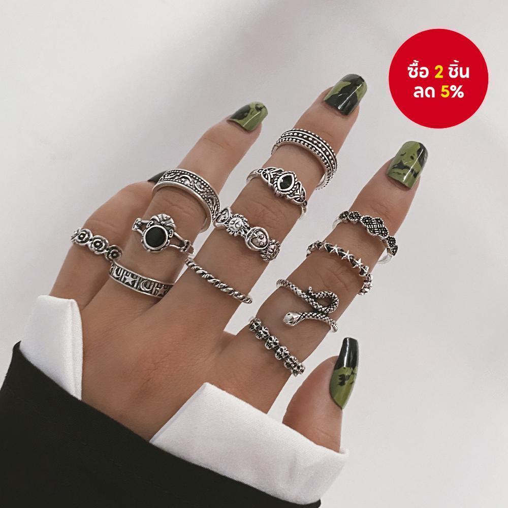 12 ชิ้น Vintage Snake Star ประณีต Sculptural เลียนแบบอัญมณีซ้อนแหวนชุดสําหรับผู้หญิงการออกแบบศิลปะ