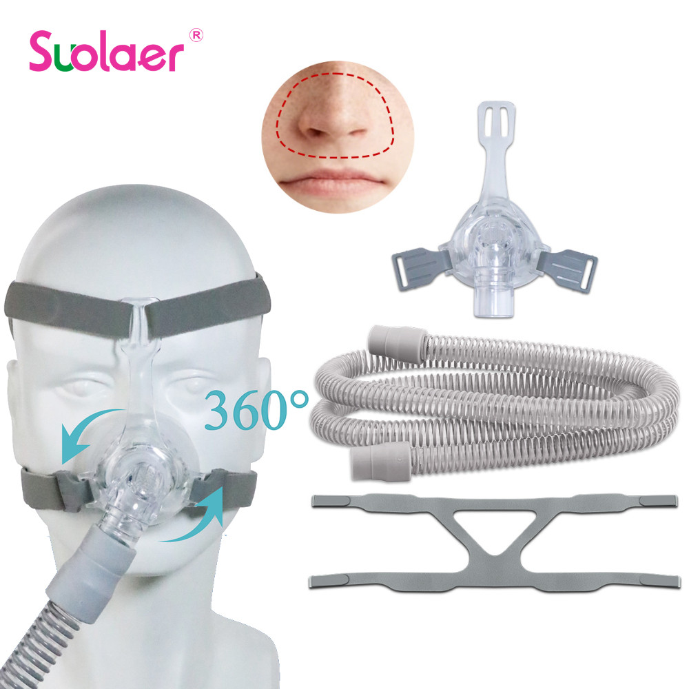 Suolaer หน้ากากจมูกพร้อมหมวกสําหรับ ResMed สําหรับ BMC Auto Bipap เครื่อง Anti Snoring หน้ากากจมูก