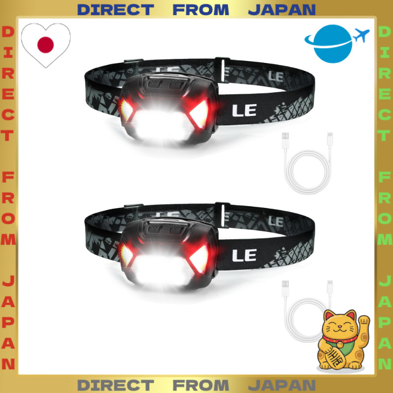 【DIRECT FROM JAPAN】Rechargeable USB-C LED Headlamp, High-Brightness LED Headlight, Set of 2 [Spot/Fl