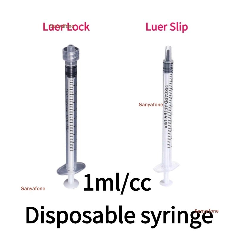 Aseptic บรรจุแยกชิ้นมัลติฟังก์ชั่น 1 มล./cc Luer Lock/Luer Slip เข็มฉีดยาไม่มีเข็ม