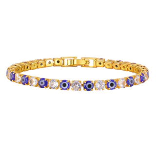 Vnox Evil Eye Zircon Tennis Bracelet for Women Men Amulet Protection Good Luck Minimalist Chain link
