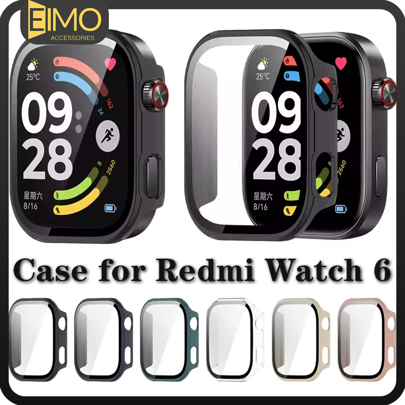 กรณีแก้วนิรภัย for Redmi Watch 6 5 4 เคส ป้องกันหน้าจอป้องกัน Gores เติมฝาครอบคลุม for Xiaomi Redmi Watch 6 5 4