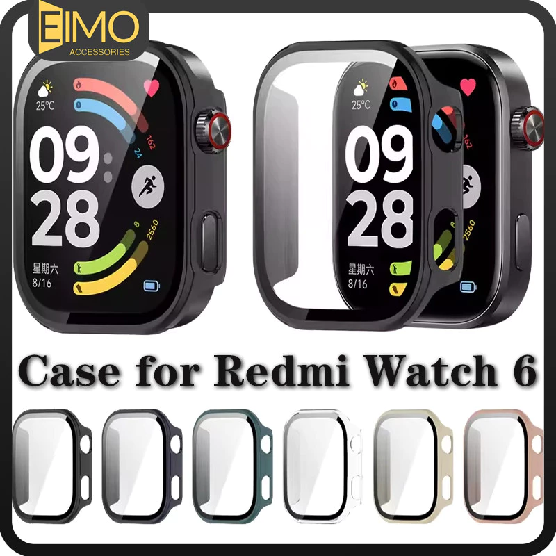กรณีแก้วนิรภัย for Redmi Watch 6 5 4 เคส ป้องกันหน้าจอป้องกัน Gores เติมฝาครอบคลุม for Xiaomi Redmi Watch 6 5 4