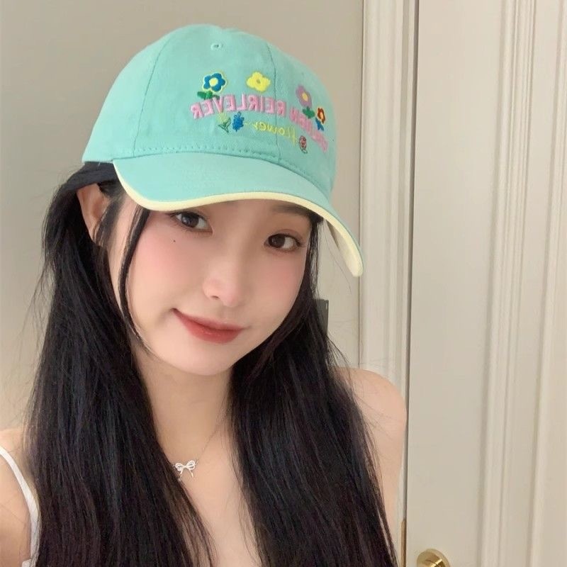 Miss_J พร้อมส่งจากกทม🎀หมวกเบสบอลปักดอกไม้ หมวกกันแดดสีมาการอง น่ารักหวาน - รูปที่ 6