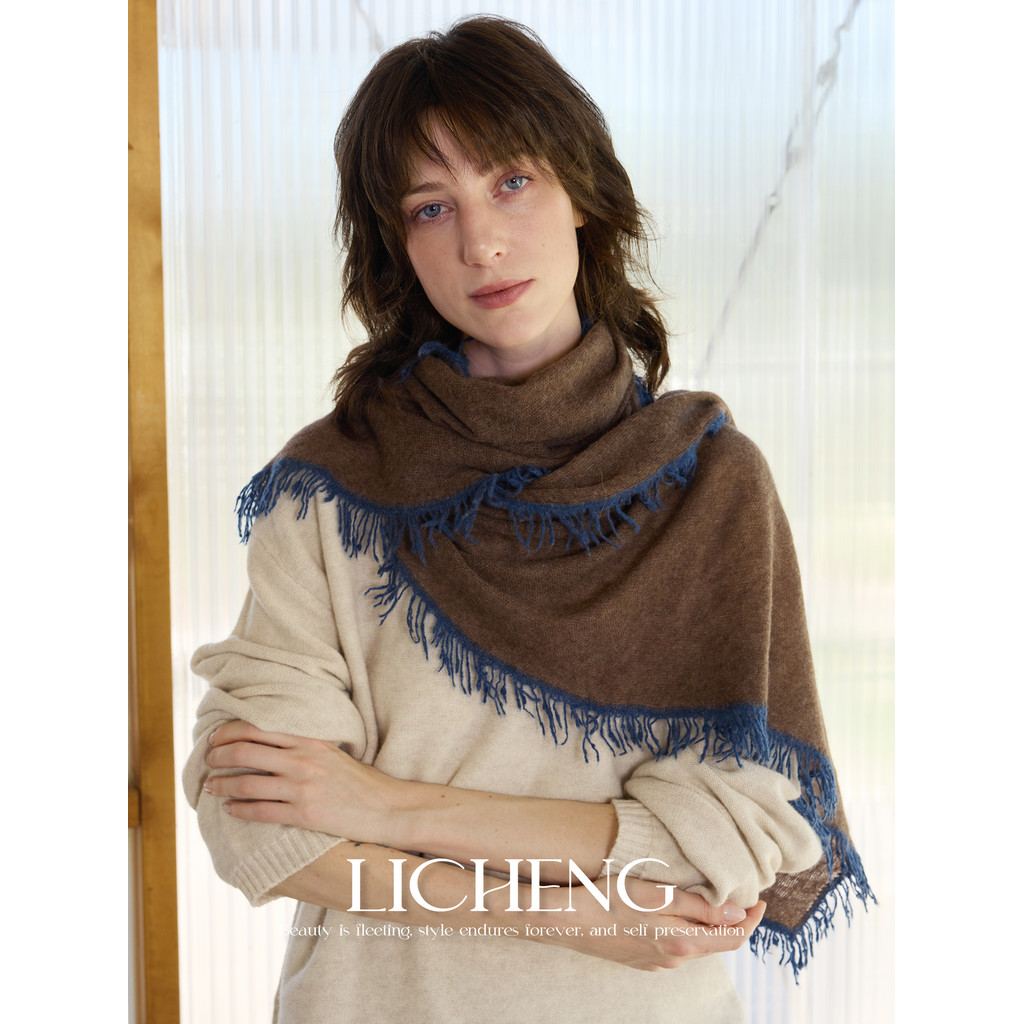 Licheng โมเดิร์น Nomad 100% ผ้าพันคอแคชเมียร์หญิงฤดูหนาวคออบอุ่นสนับสนุนผ้าคลุมไหล่ขนาดใหญ่ High-End
