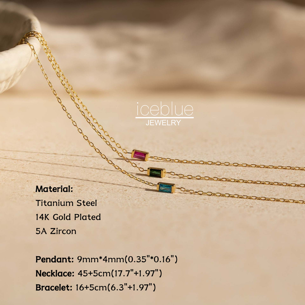 【iceblue】สร้อยคอ/สร้อยข้อมือจี้หินสังเคราะห์อัญมณีเกิด 12 เดือน ชุบ 14K Gold ไร้สนิม กันน้ำ ไทเทเนียมสตีล ของขวัญสำหรับผู้หญิง N196 B53 ราคา ถูกที่สุด ดีลบีเคเค แกลเลอรีภาพที่ 6