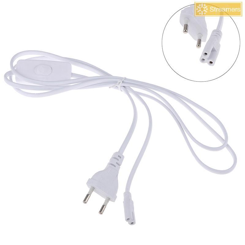 {Streamers} สายไฟ 1.8 ม. สายปลั๊ก EU สําหรับ T5 LED Tube T8 การเชื่อมต่อสายไฟชาร์จใหม่