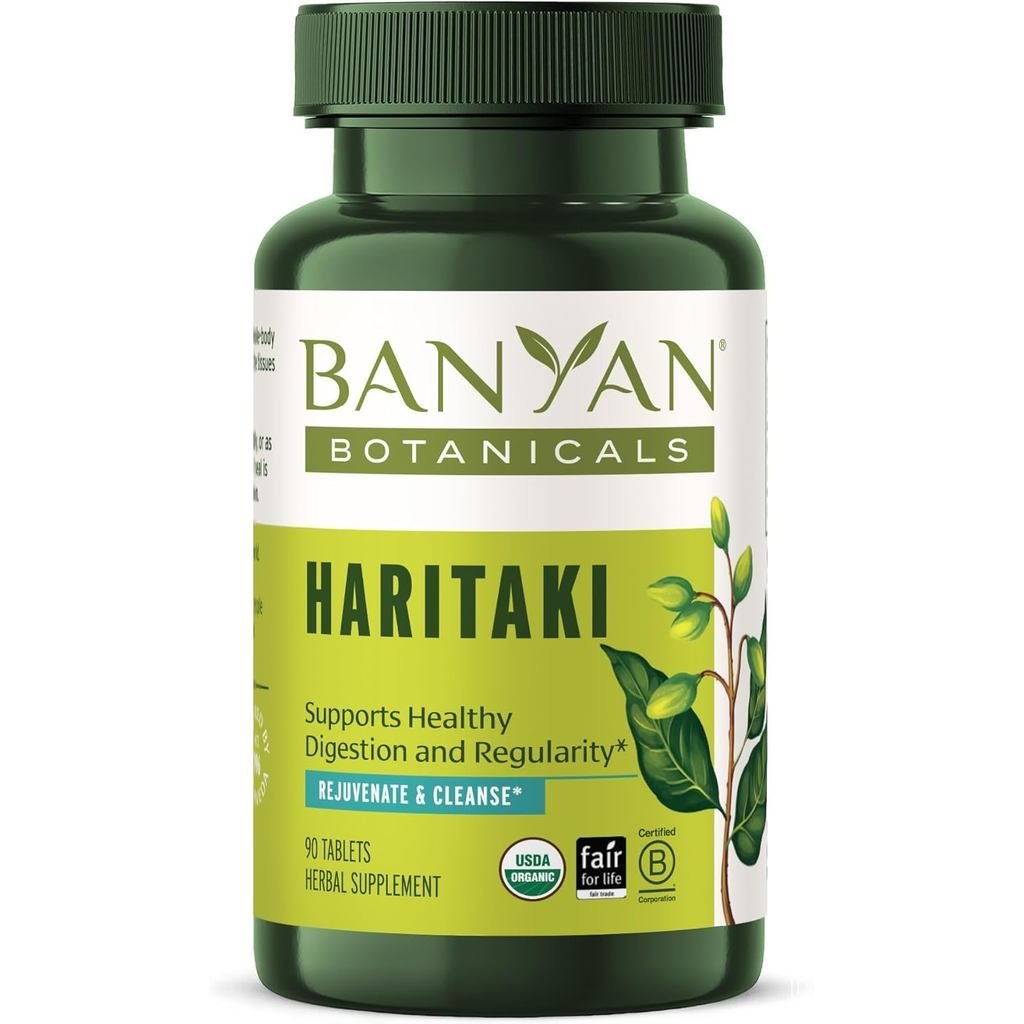 Byan Botanicals Haritaki Tablets – ส่วนประกอบ Organic Terminalia Chebula – รองรับล้างพิษและฟื้นฟู* – 90 เม็ด – ยุติธรรมที่ผ่านการรับรองจากแหล่งกําเนิดที่ไม่ใช่จีเอ็มโอสําหรับ Li