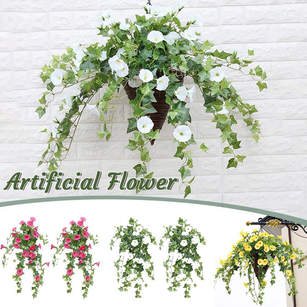 ผักบุ้งประดิษฐ์ Vine ดอกไม้ประดิษฐ์ ผักบุ้ง Petunia งานแต่งงานบ้านสวน E0z6