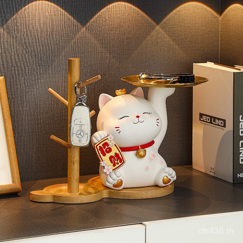 การจัดเก็บการจัดเก็บโชคดีแมวแสงหรูหราทางเข้าที่สําคัญเครื่องใช้ในบ้านรับประทานอาหารด้านข้างตู้ทางเข้