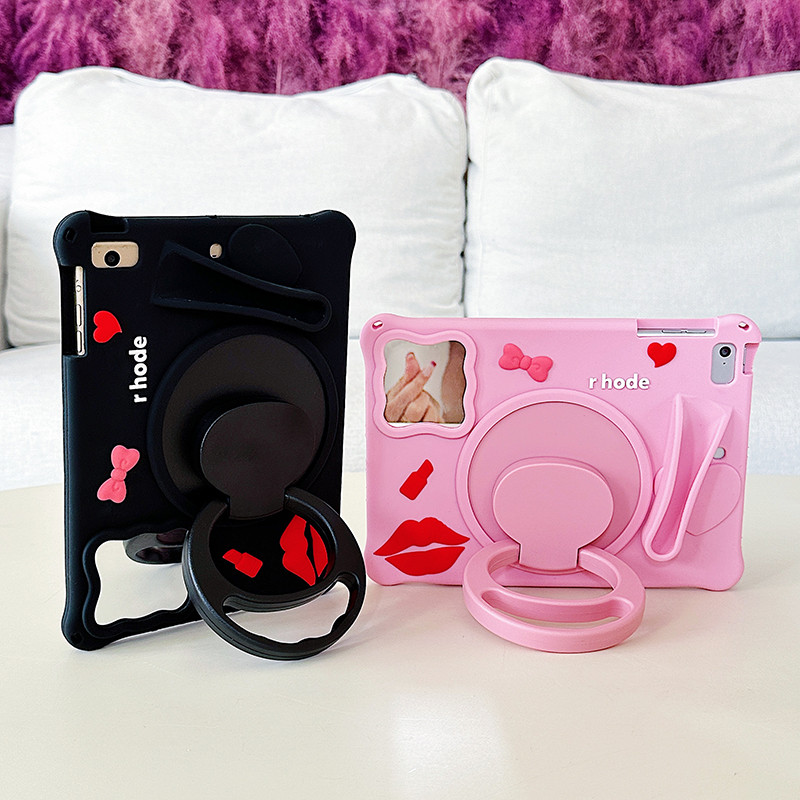 สําหรับ IPd Pro 11 M4 A2837 A16 A3354 A3355 การ์ตูนสีชมพู Soft Silicon Case Protector, Anti-crack แท