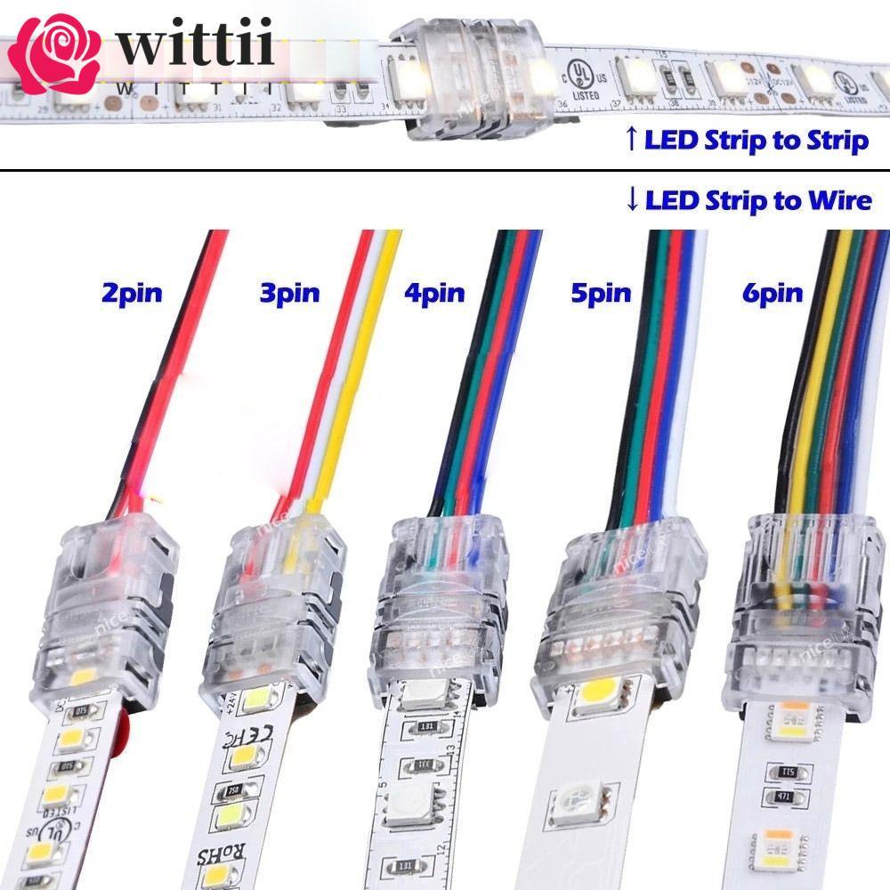 WITTII LED Strips Connector 4pin 5pin 6pin LED Strip to Wire 2pin 3pin การเชื่อมต่อสายไฟ