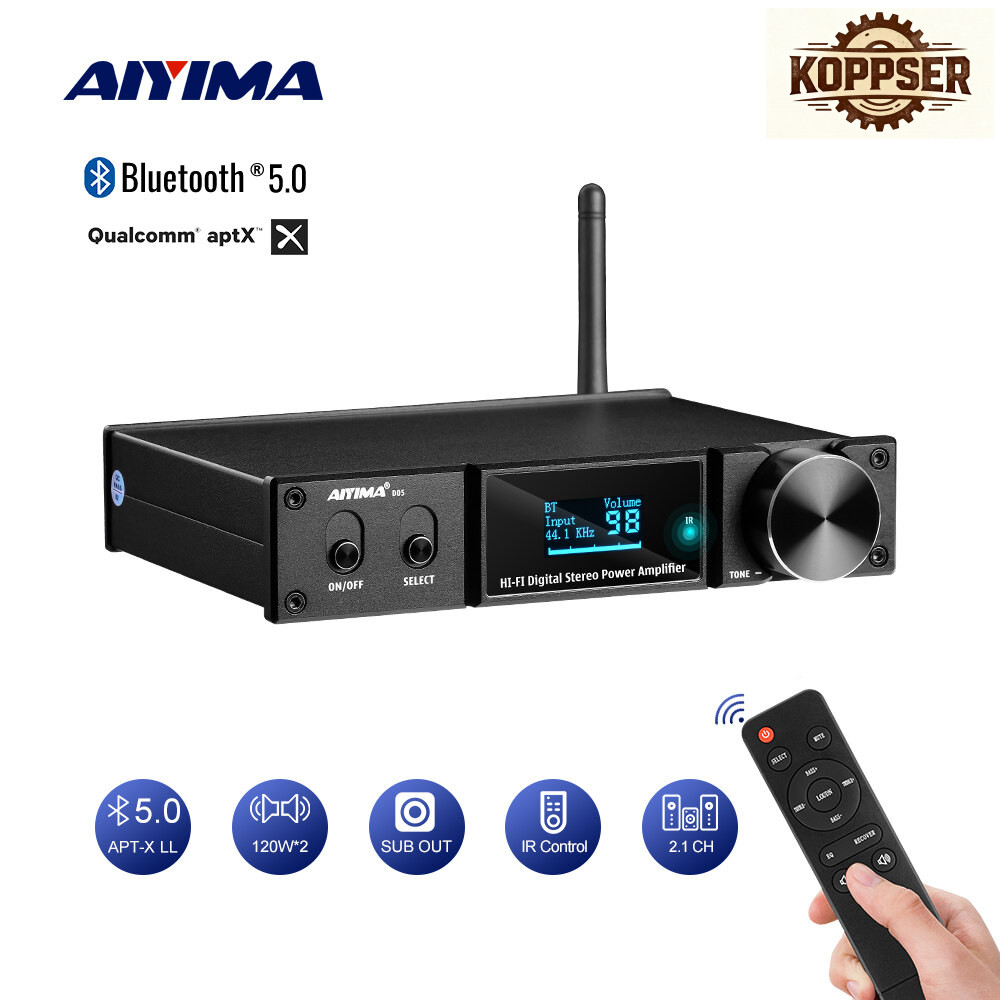 Local AIYIMA D05 Amplifier 120Wx2 Bluetooth 5.0 Digital Sound Amplificador Amplifier USB DAC OLED AP