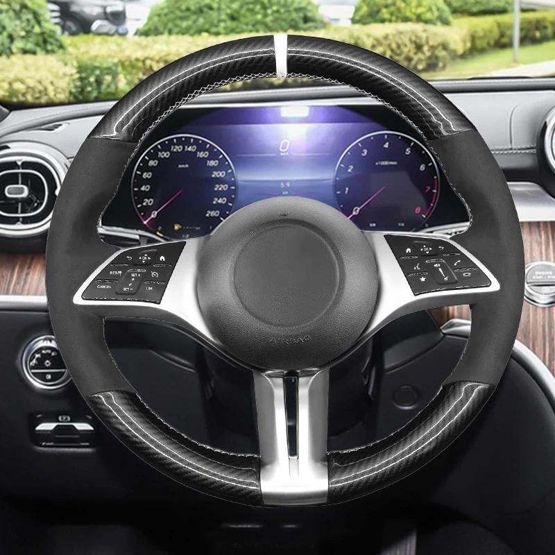 หนัง PU และหนังนิ่มรถ Braid บนพวงมาลัยสําหรับ Mercedes Benz B-Class W247 C Class W206 EQE V295 X254 