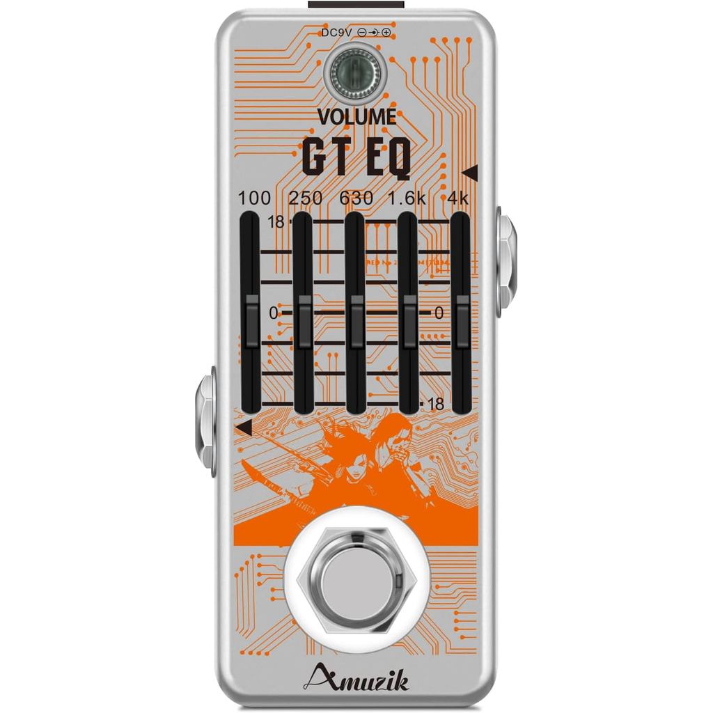 Amuzik EQ Pedal 5 Band Equalizer Effects Pedal Analog กราฟิก Equalization กีตาร์ Effects Pedals ±18d