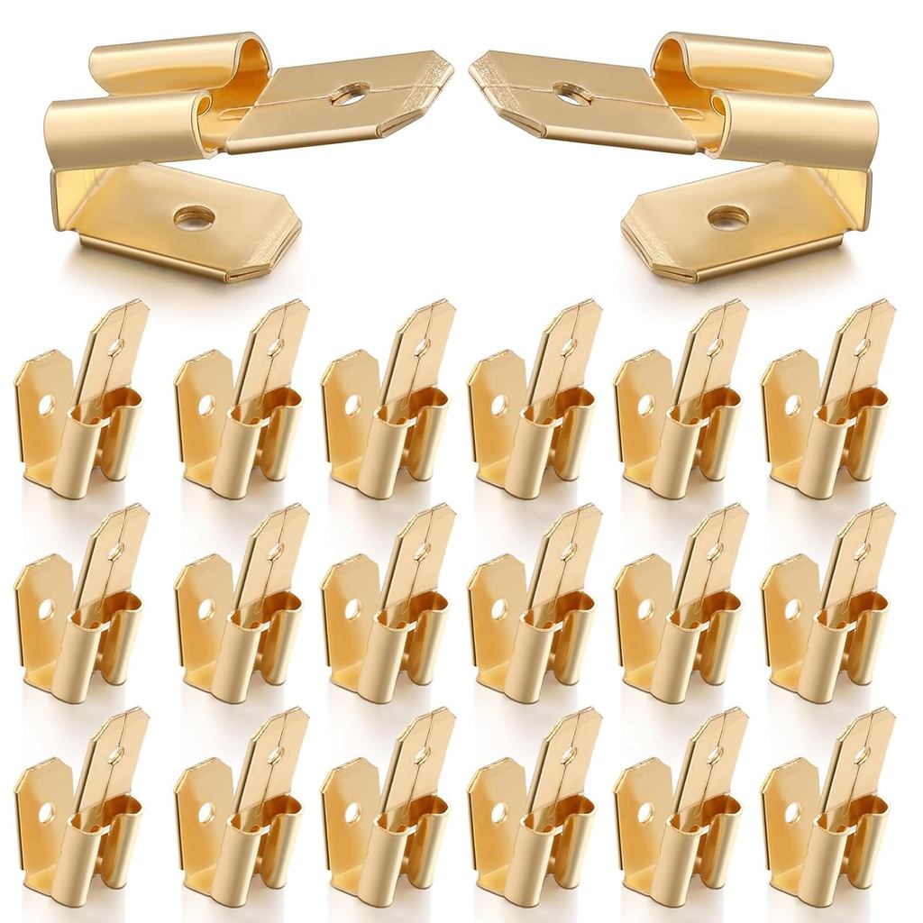 25 ชิ้น Piggyback Spade Connectors, 3 Way อะแดปเตอร์ Dual ชายเดี่ยวหญิงทองเหลือง Quick Splice Spade 