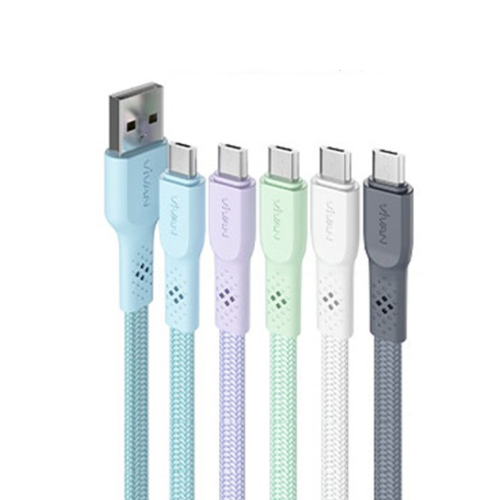 ASS VIVAN DATA CHARGER CABLE CSM100B MICRO USB / CABLE BRAIDED UPGRADED MORE DURABLE 2.4A 100CM