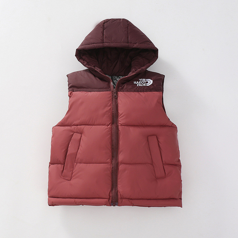 เสื้อกั๊กผ้าฝ้ายขนเป็ดสำหรับเด็ก มีฮู้ดและแขนกุด อินเทรนด์ - รูปที่ 4