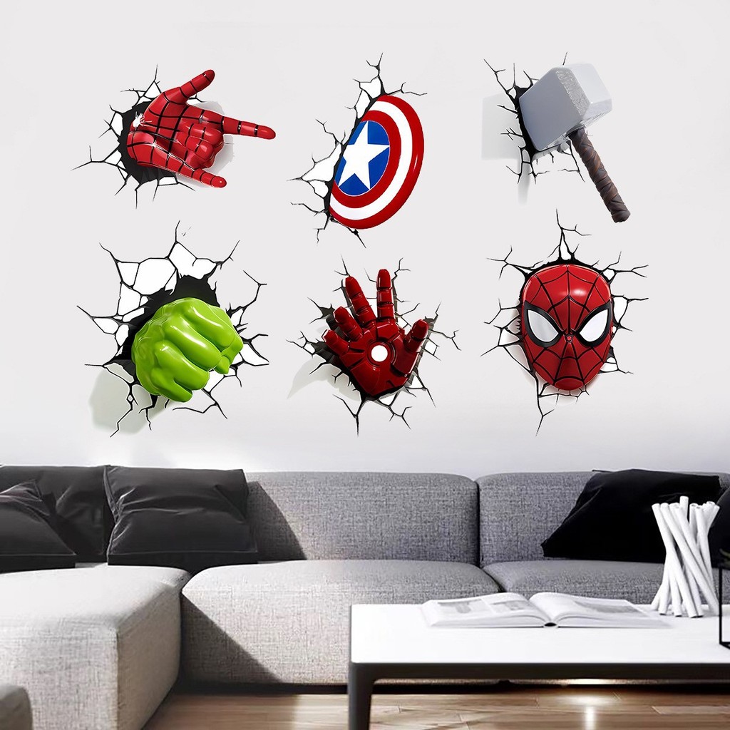 สติ๊กเกอร์ Avengers Hulk Iron Man แฟลชการ์ตูนอะนิเมะ Self-Adhesive PVC ตกแต่ง Graffiti สติกเกอร์