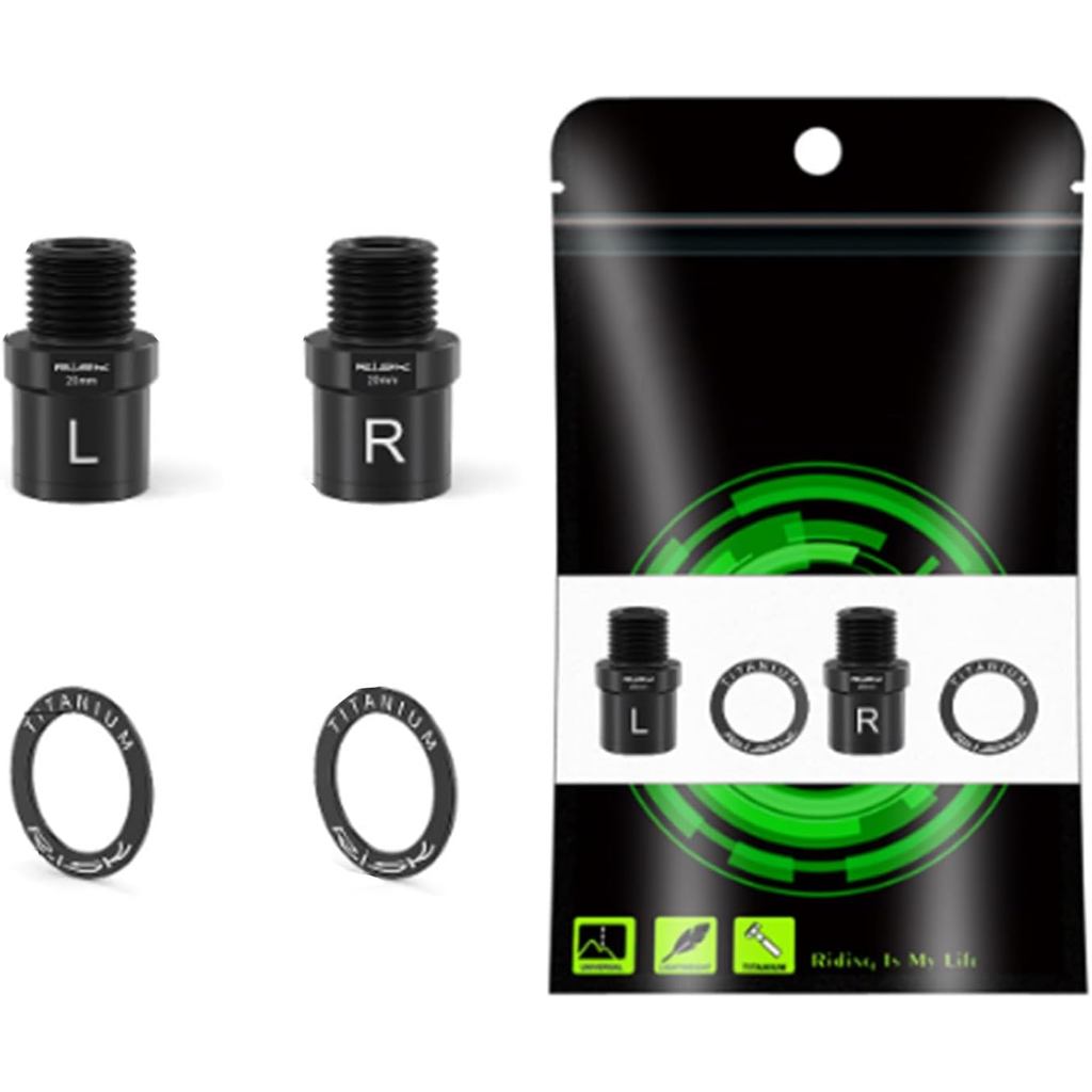 Bike Pedal Extenders, Titanium Alloy Extended Pedal Spacer with Washers Extended 16/20mm Hollow Foot