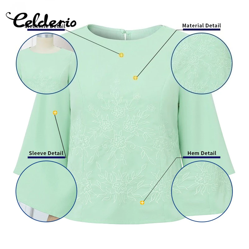Celderio เสื้อเชิ้ตแขนสั้นผู้หญิง ลายดอกไม้ thumbnail 6
