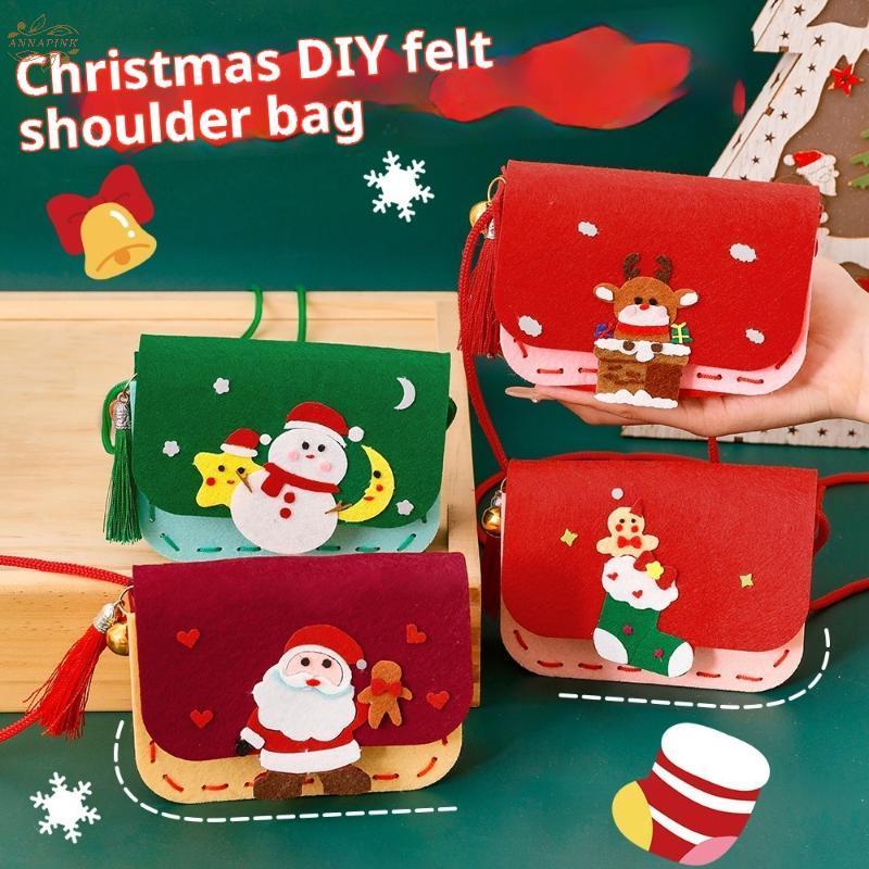 Ank น่ารักคริสต์มาส DIY วัสดุกระเป๋าปฏิสัมพันธ์ระหว่างพ่อแม่และลูก Creative กระเป๋าสะพายชุด Hands-on Xmas อุปกรณ์ของขวัญปีใหม่ EN