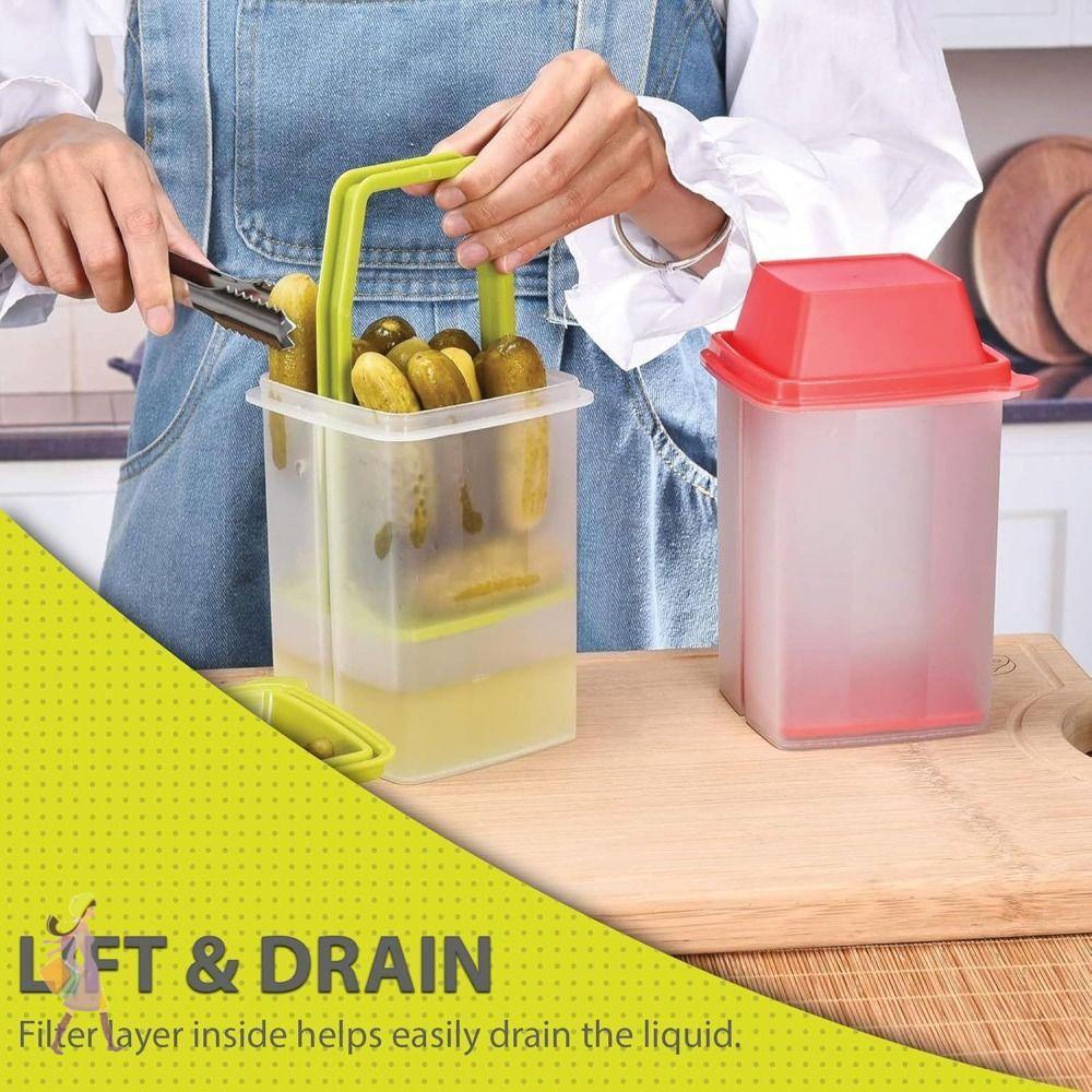 โถดอง INNICE, ภาชนะดองแบบใช้ซ้ําได้พร้อมที่กรอง, คุณภาพสูงพร้อมฝาปิด BPA ฟรีที่วางดอง Jalapeno คอนเท