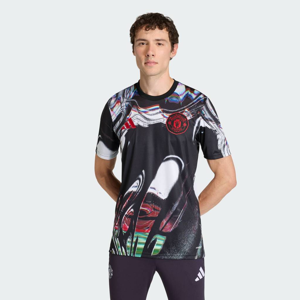 adidas ฟุตบอล เสื้อวอร์มก่อนแข่ง Manchester United 25/26 ผู้ชาย สีดำ KA6419