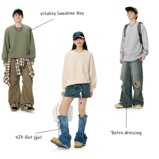 GENIO LAMODE COD เสื้อสเวตเตอร์คอกลม คุณภาพสูง เวอร์ชั่นฮ่องกง สไตล์กว้าง เหมาะสำหรับวัยรุ่น ไหล่ตก ข้อมือยางยืดขนาดใหญ่ ท๊อป