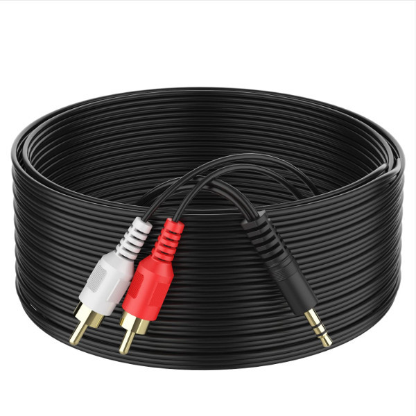 ขนาด 3.5 มม. ถึง 2 RCA ชุบทอง สำหรับเสียงสเตอริโอ Y-Splitter หญิง-ชาย สำหรับลำโพง