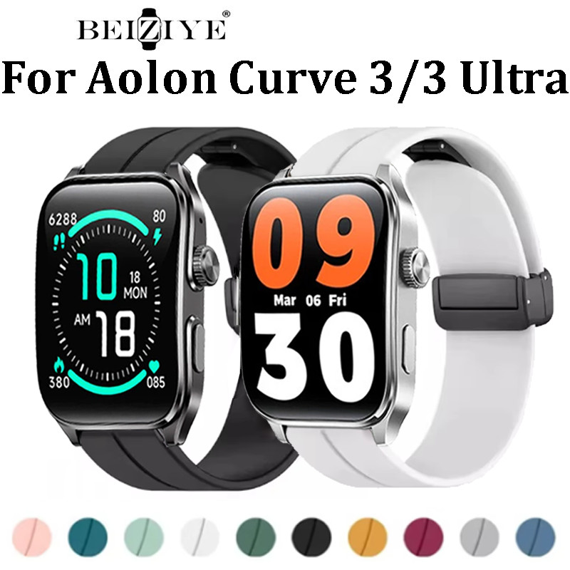 หัวเข็มขัดแม่เหล็กสายรัดซิลิโคนอ่อนนุ่มสําหรับ Aolon Curve 3 Ultra สร้อยข้อมือสําหรับ Aolon Curve 3 