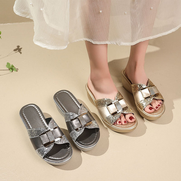 รองเท้าแตะ สลีปเปอร์ สลิปเปอร์ slipper รองเท้า slipper รองเท้าแตะ wedge heel สำหรับผู้หญิง ส้นกลางแบ