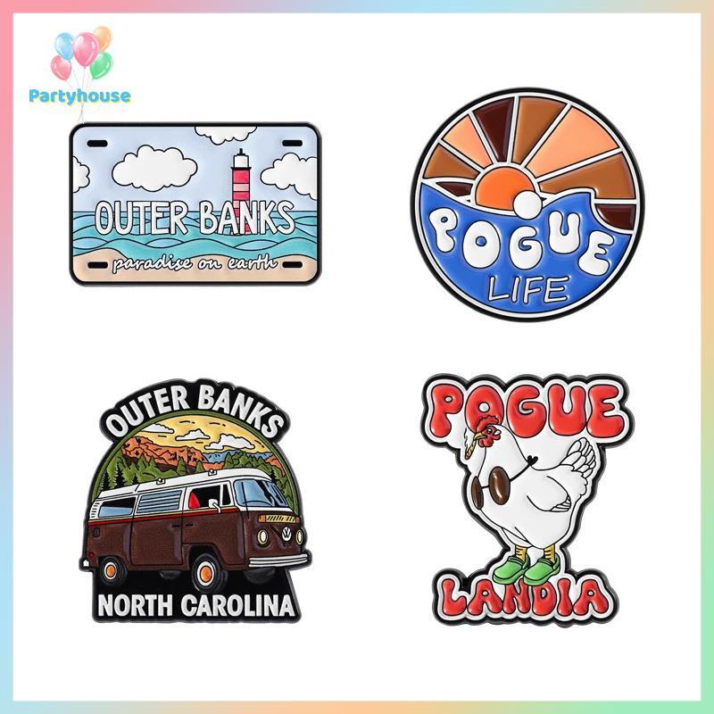 เข็มกลัดป้ายลายพื้นที่ชายหาด Outer Banks NC พร้อมสโลแกนการท่องเที่ยว