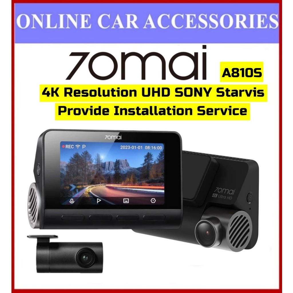 70mai A810S Dash Cam ความละเอียด 4K Sony Starvis เลนส์ Dual Vision Car Recorder พร้อม GPS ADAS DVR 7