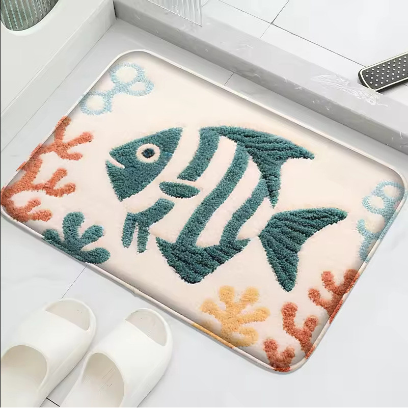 มหาสมุทรเลียนแบบแคชเมียร์ห้องน้ําดูดซับเสื่อกันลื่นเสื่อประตูห้องน้ําตุ๊กตาระบายความร้อนเสื่อเท้า