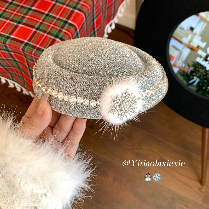 หมวกคริสต์มาสประดับเพชรแฟลช กิ๊บรูปแมว สำหรับตกแต่งผมในวันหยุด - รูปที่ 4