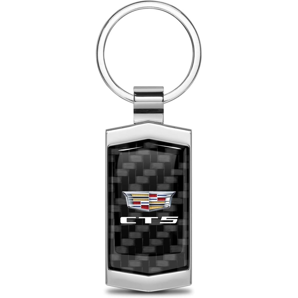 สําหรับ Cadillac CT5 Logo Real 3K Carbon Fiber Metal Case Key Chain