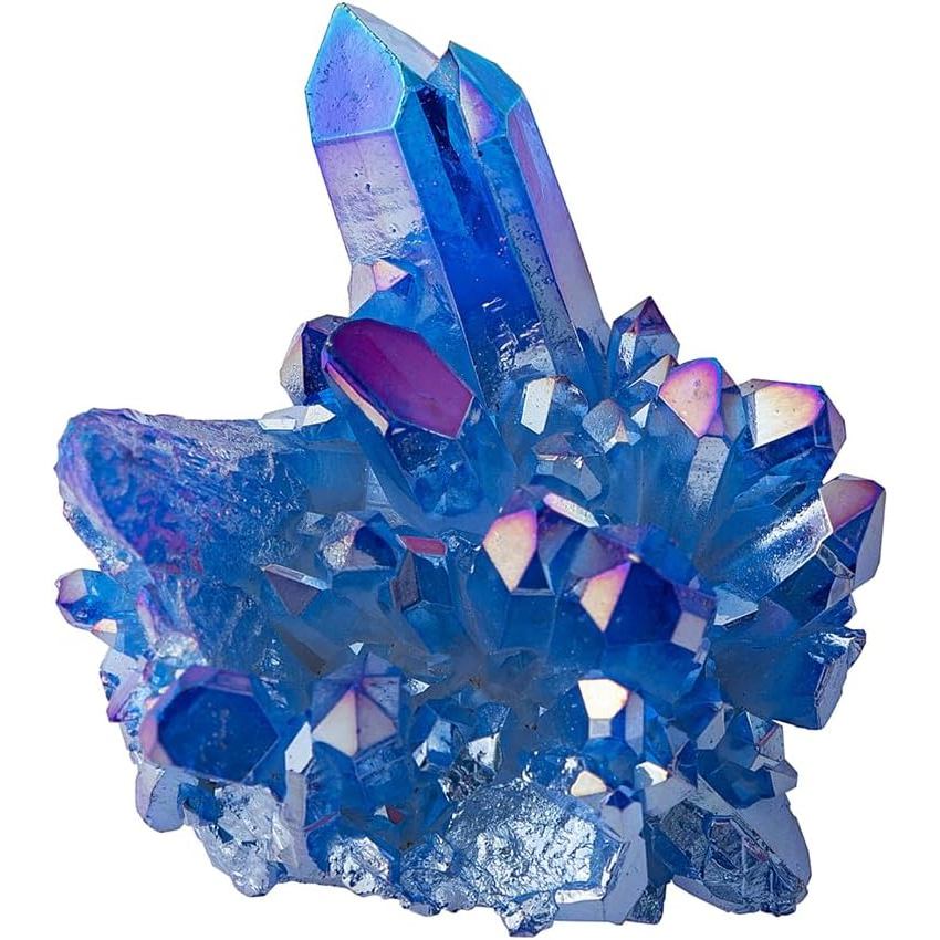 DECHOUS คริสตัลธรรมชาติคลัสเตอร์ Geode, Blue Raw Quartz Geode คริสตัลคลัสเตอร์หินขนาดเล็ก Healing คร